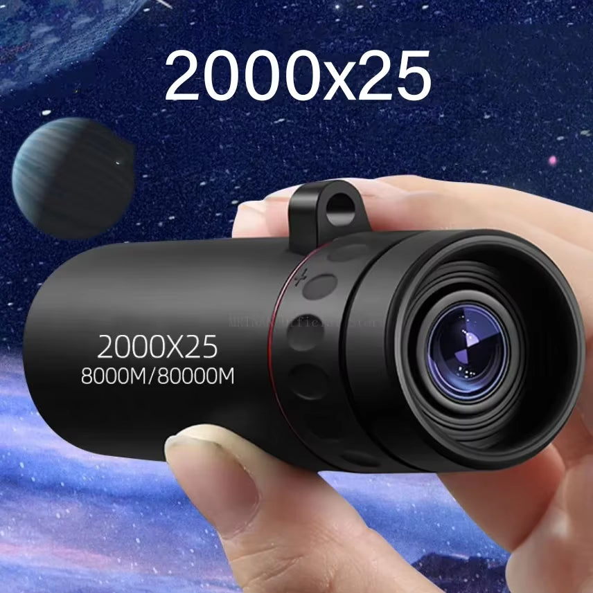 2000X25 Monocular Long Reach Night Range 12X HD Magnification Monocular Camping Hunting Accessory Powerful Mini Phone Telescope