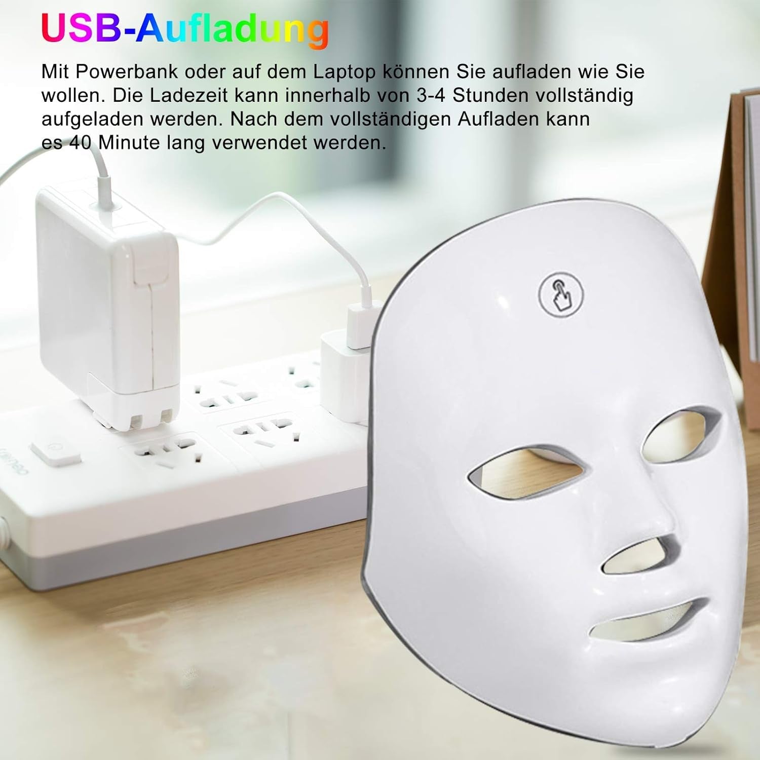 Masque Facial LED Avec Bouton Tactile, 7 Couleurs LED, Masque De Luminothérapie Pour Le Visage, Anti-Rides, Suppression De L'Acné, Rajeunissement De La Peau, Peau Grasse, Anti-Âge, Thérapie Beauté