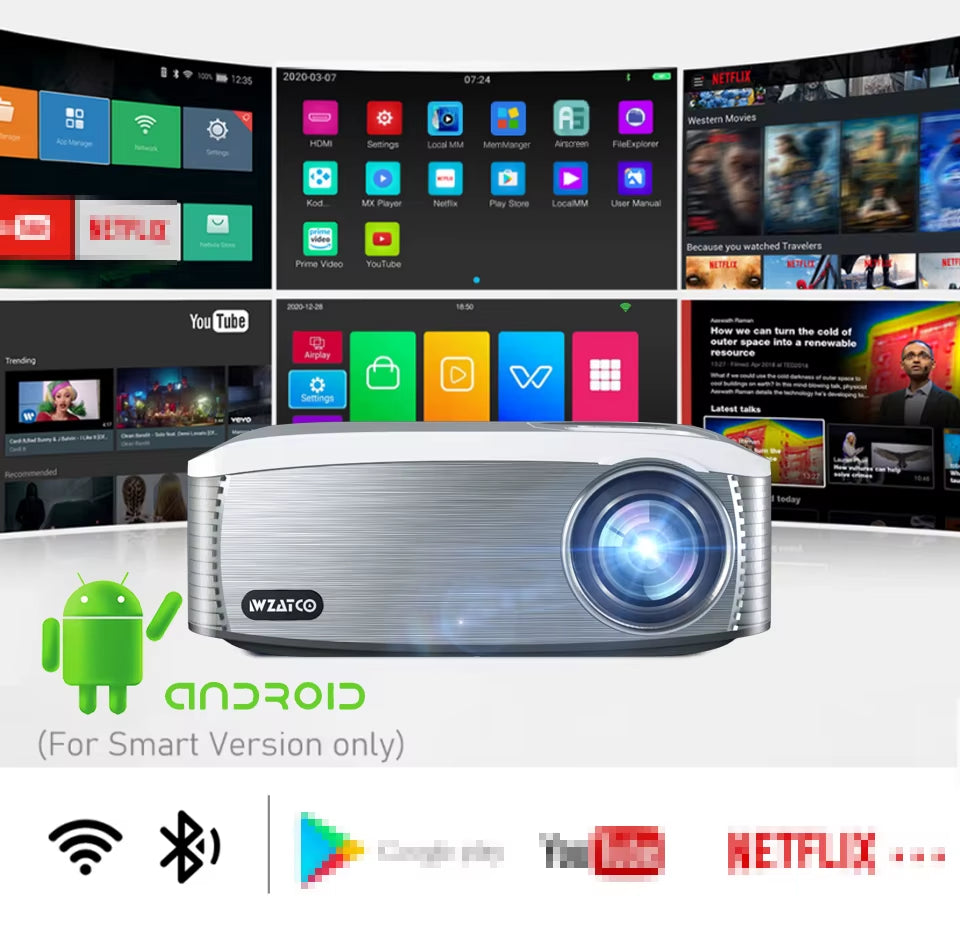 C6A 300Inch Android 9.0 WIFI 5G Full HD 1920*1080P LED Projector Video Proyector Home Theater Cinema Smart Phone Beamer