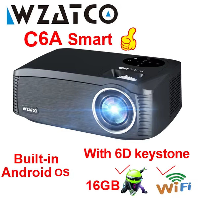C6A 300Inch Android 9.0 WIFI 5G Full HD 1920*1080P LED Projector Video Proyector Home Theater Cinema Smart Phone Beamer