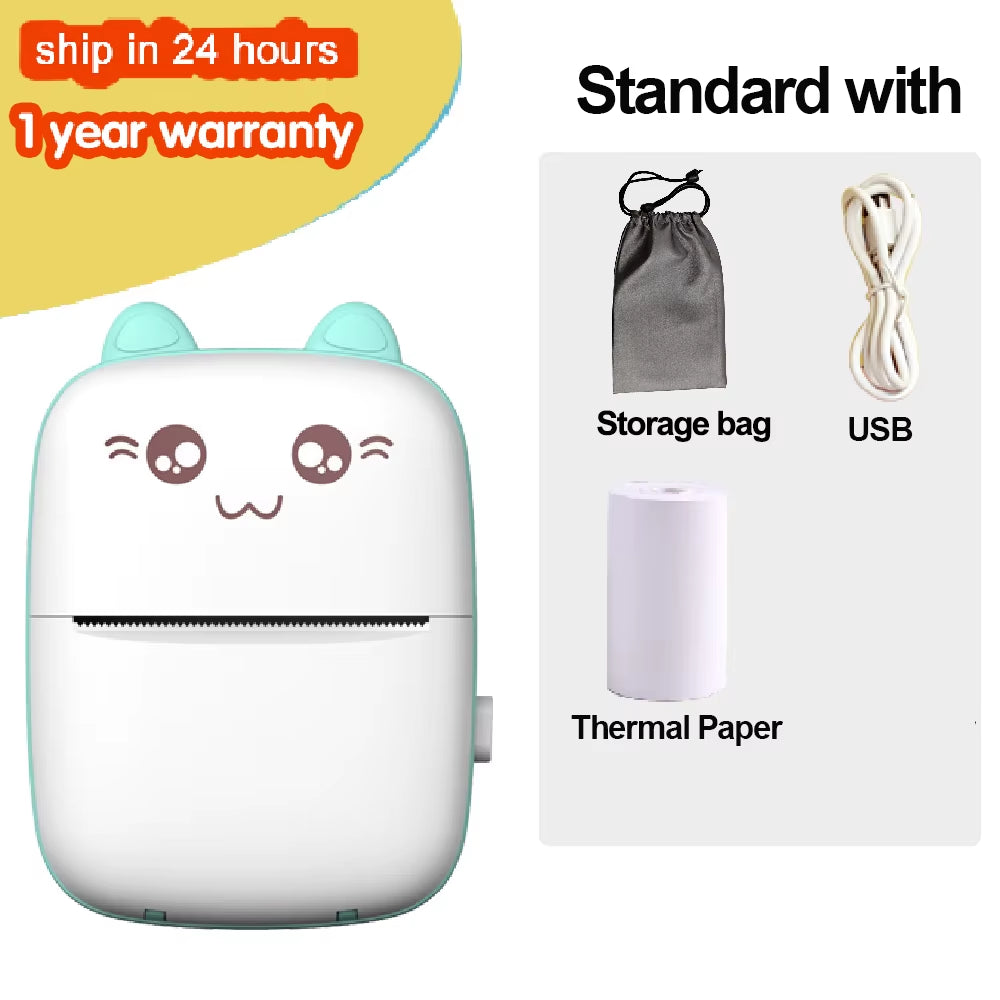 Portable Mini Thermal Printer Wirelessly BT 203Dpi Photo Label Memo Wrong Question Printing Paper USB Cable Imprimante Portable